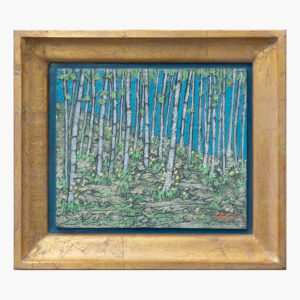 Birches on a flowery hill